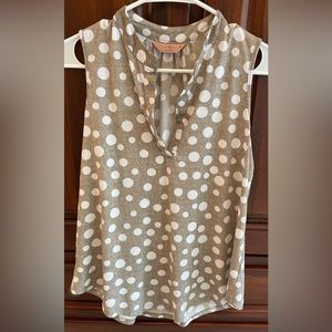 SJS-Medium-Soft White Polka Dot Brown Blouse